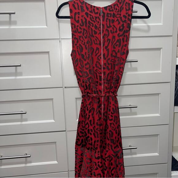 ALICE + OLIVIA Brooks Leopard Animal Print Fit & Flare Red Dress Size 4 - Picture 4 of 11